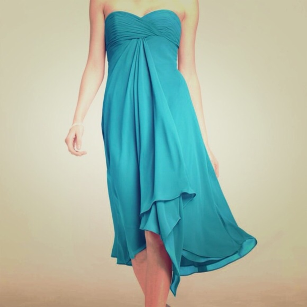 Blue/turquoise chiffon bridesmaid dress sz 4